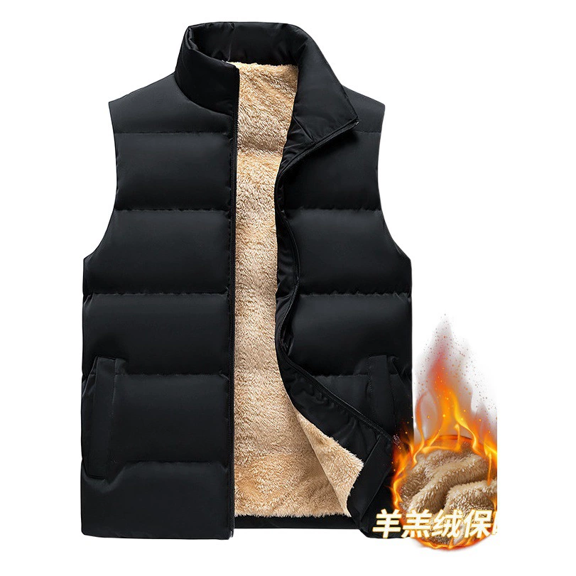 Мужской пух из ягненка, хлопковый жилет с зажимом, верхняя одежда, зимний утепленный теплый жилет без рукавов больших размеров, струящийся жилет
