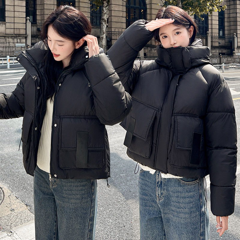 Chaqueta de algodón de pluma de mujer corta ropa de algodón coreana 2024 ropa de invierno nueva chaqueta de algodón suelta pequeña ropa de pan gruesa moda image 8