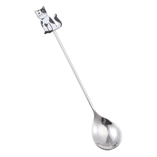 304 stainless steel spoon creative cartoon dessert coffee spoon cute cat long handle mixing spoon household small spoon