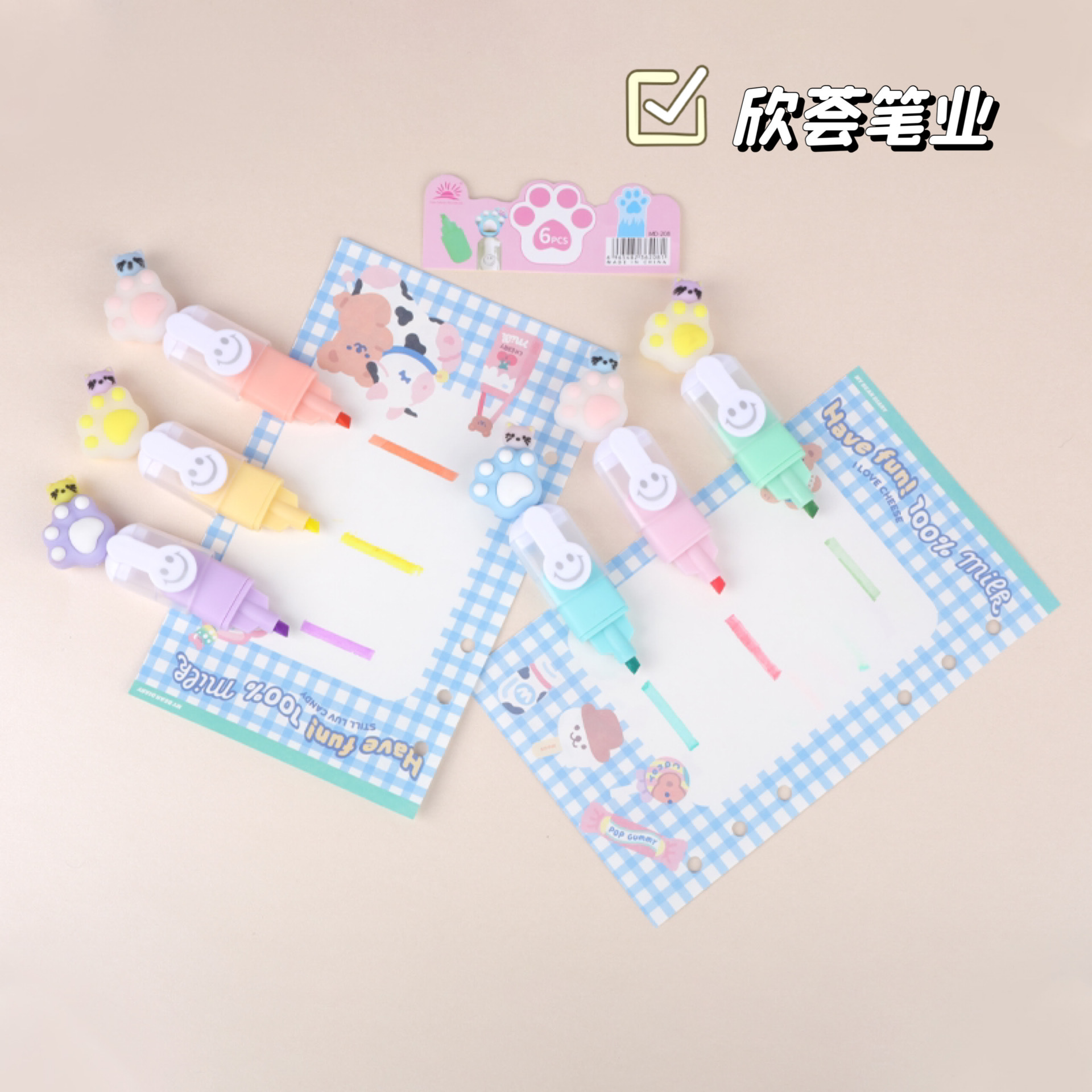 Chica gato garra forma ins mini 6 colores macaron resaltador traje color claro Estudiante marcador de color