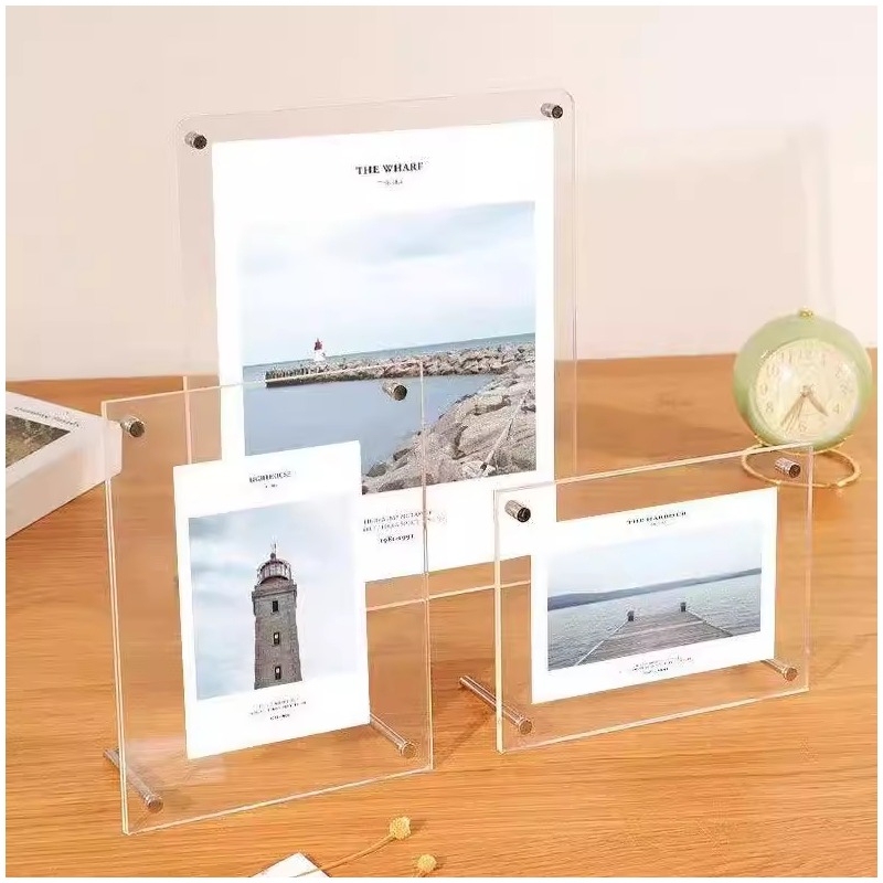 Acrylic Photo Frame Display Stand Postcard Display Rack 6inch Crystal Clear Empty Frame A4 Mother's Day Flower Box