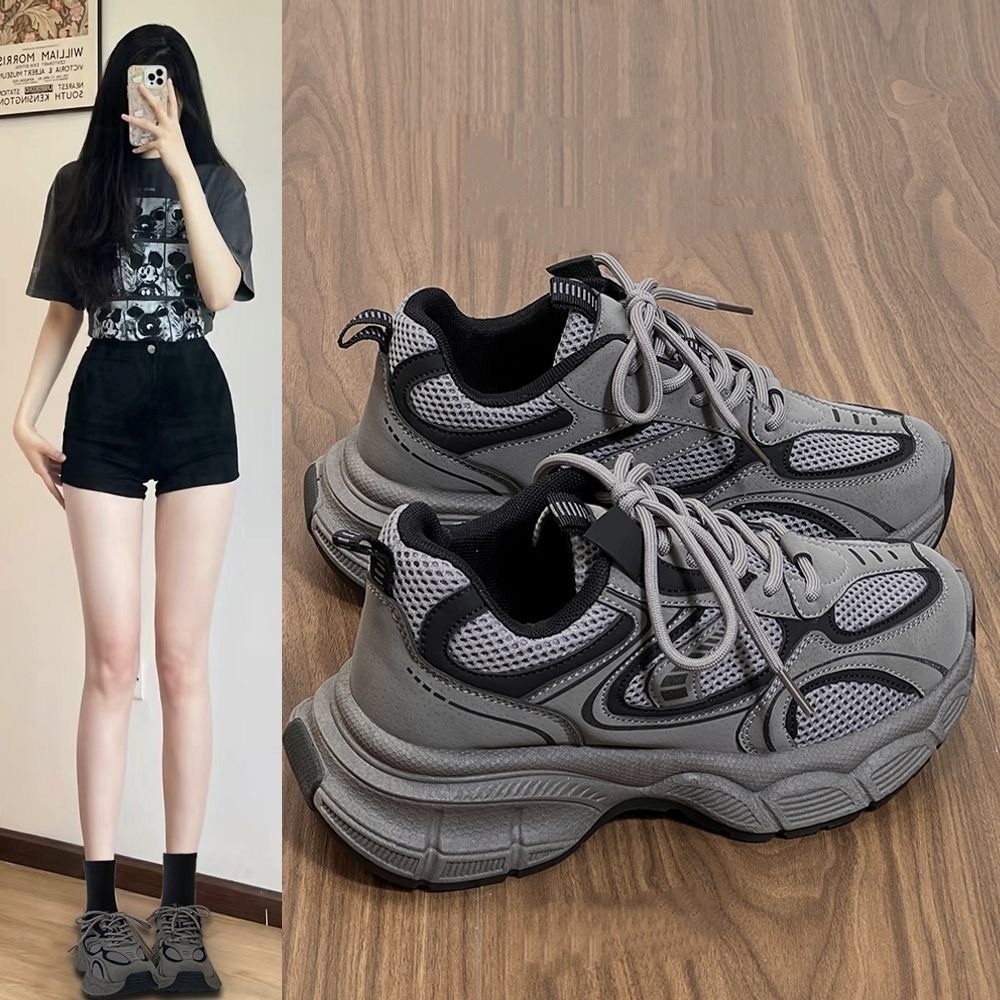 Nicho explosivo negro padre zapatos hijas 2025 otoño invierno nuevo versátil estudiantes zapatos deportivos casuales ligeros con suela gruesa