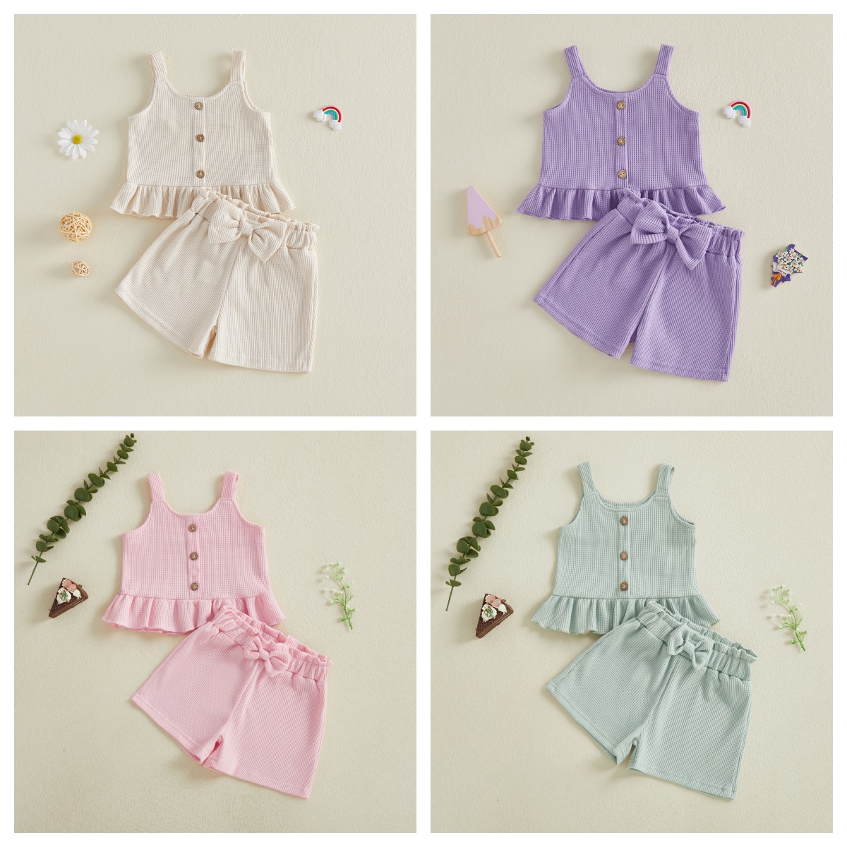 New Baby Suit, Fashionable Girl's Cool Summer Clothes, 0-3 Years Old Baby Summer Clothes, Girl's Thin Two-Piece Set