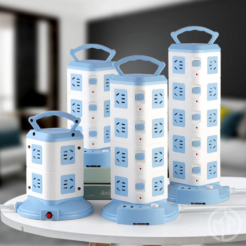 多功能分控立式插排多插位插板usb插座扩展面板带线家用桌面电脑