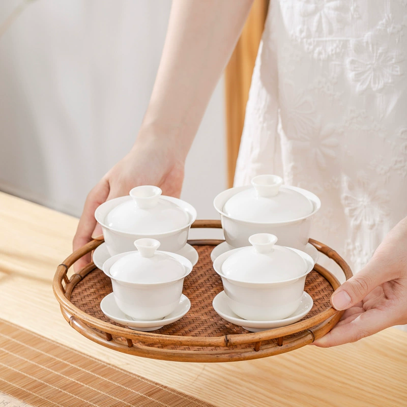 Sheep fat jade white porcelain thin embryo single cover bowl teacup ceramic tea maker Kung Fu tea Sancai cover bowl size and capacity