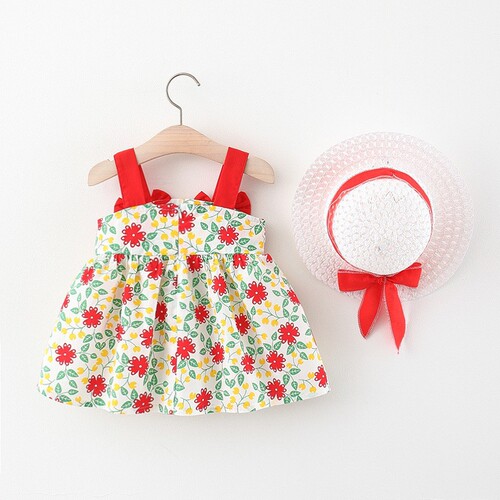 1407 children's skirt wholesale baby summer new product double bow dress princess skirt consignment sale and hat