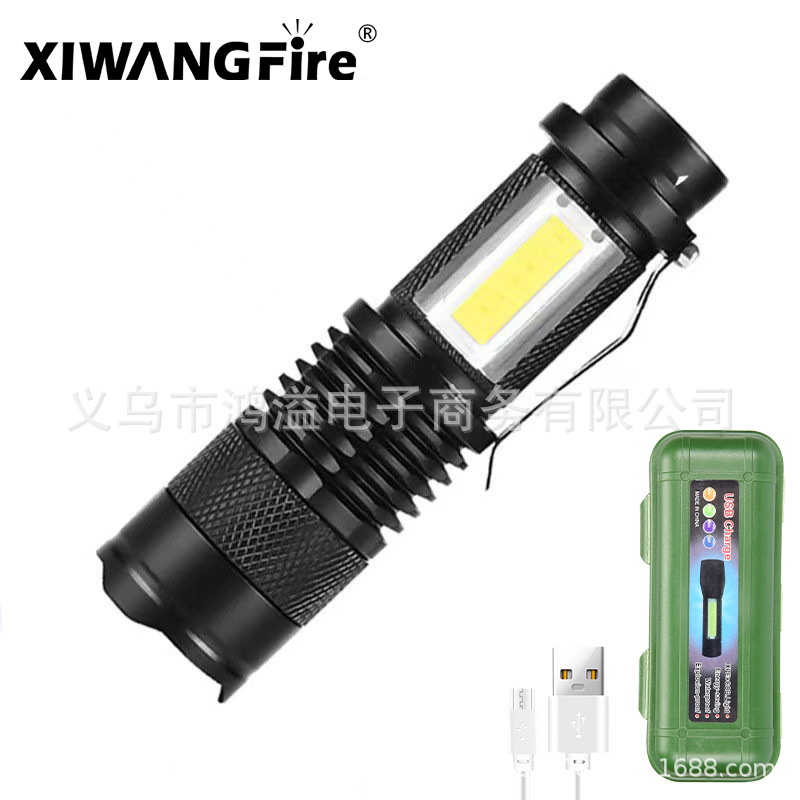 Nuevo mini linterna de aleación portátil UBS recargable telescópica zoom COB luz fuerte linterna al aire libre camping pequeña