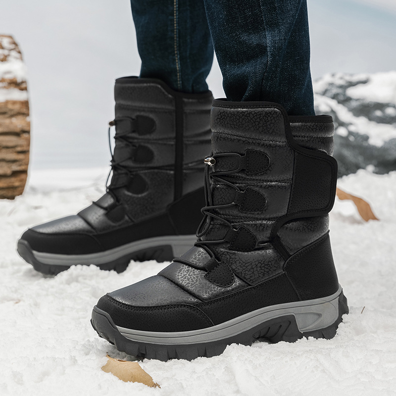 2024 nuevas botas de nieve transfronterizas de tamaño grande para hombres y mujeres, zapatos de algodón grueso, zapatos al aire libre antideslizantes, botas cálidas, olas de frío