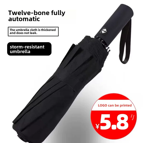 Large Wholesale automatic folding umbrella strong men's large sunshade sunscreen UV protection umbrella customized advertising
