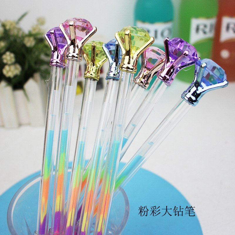 컬러 워터 큰 다이아몬드 헤드 중립 분필 펜 창조적 인 문구 도매 귀여운 만화 학습 사무용품 001