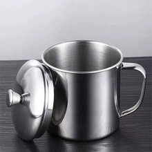 茶缸304不锈钢水杯茶杯茶缸子带盖带手柄儿童口杯成人喝茶杯家用