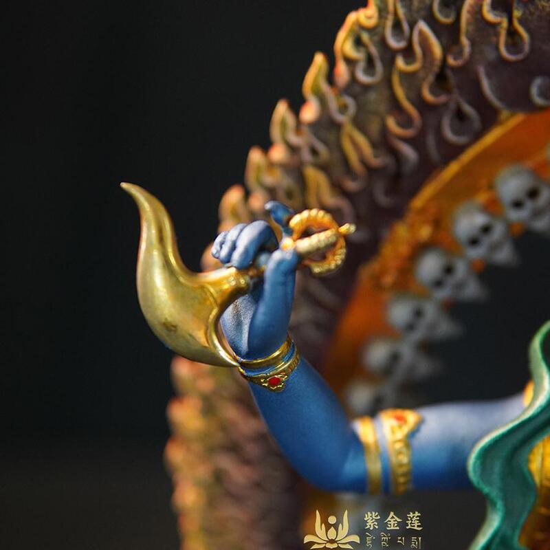 紫金蓮ネパールチベット工芸蔵伝密宗ネパール金獅子面仏母純銅手彫り|undefined