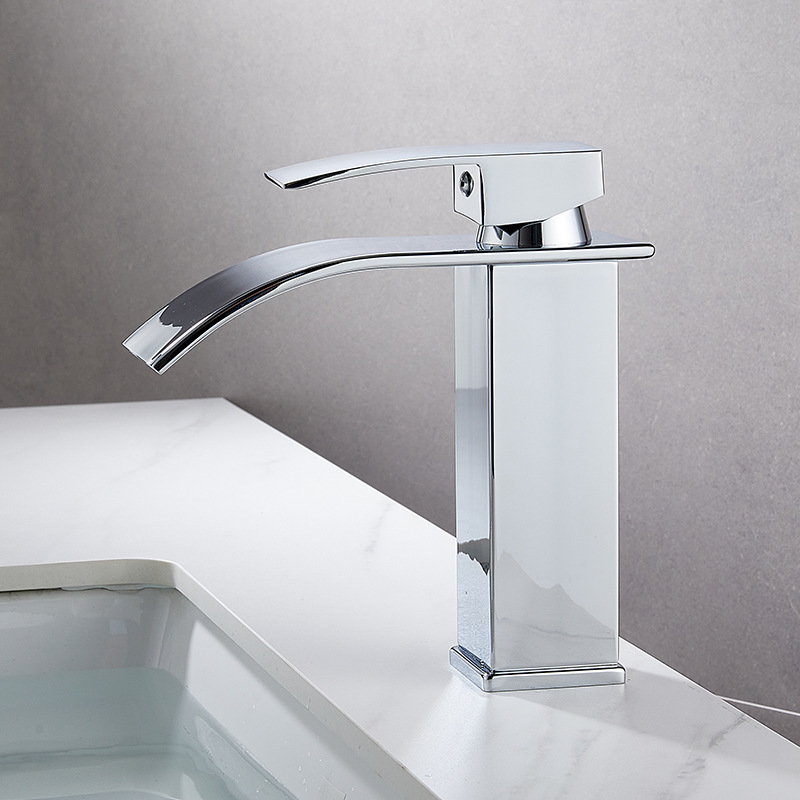 Waterfall basin, faucet, hot and cold, all-copper washbasin, washbasin, bathroom cabinet, black bathroom countertop basin, cross-border undefined