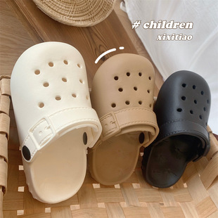 Thin Strips of 2025 New Summer Style Kidsren's Japanese Style Pure Color Eva Soft-Soled Casual Outer Wear Comfortable Baotou Clogs