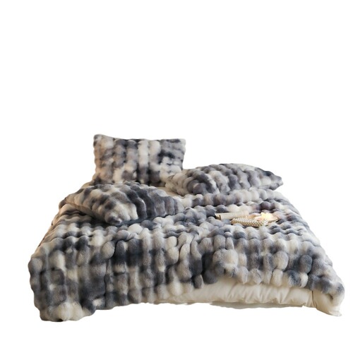 Light luxury high-end model house rabbit fur blanket long hair nap small blanket winter thickened sofa blanket bedside blanket