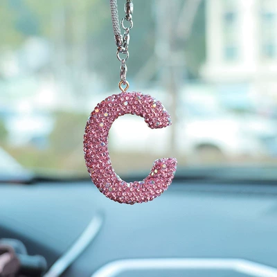 rearview mirror pendant pendant, Car hanging - c-letter-car-pendant-pink