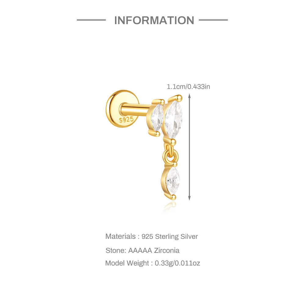2g Weight Zircon Inlay Material Ear Studs Classification Ear Cartilage Rings & Studs Piercing Type 1 Piece Quantity Daily Occasion 925 Sterling Silver Material Geometric Pattern All Seasons Season Unisex Gender Simple Style Style 1 Piece Ear Cartilage Rings & Studs Simple Style Geometric 925 Sterling Silver Zircon Ear Cartilage Rings & Studs 7