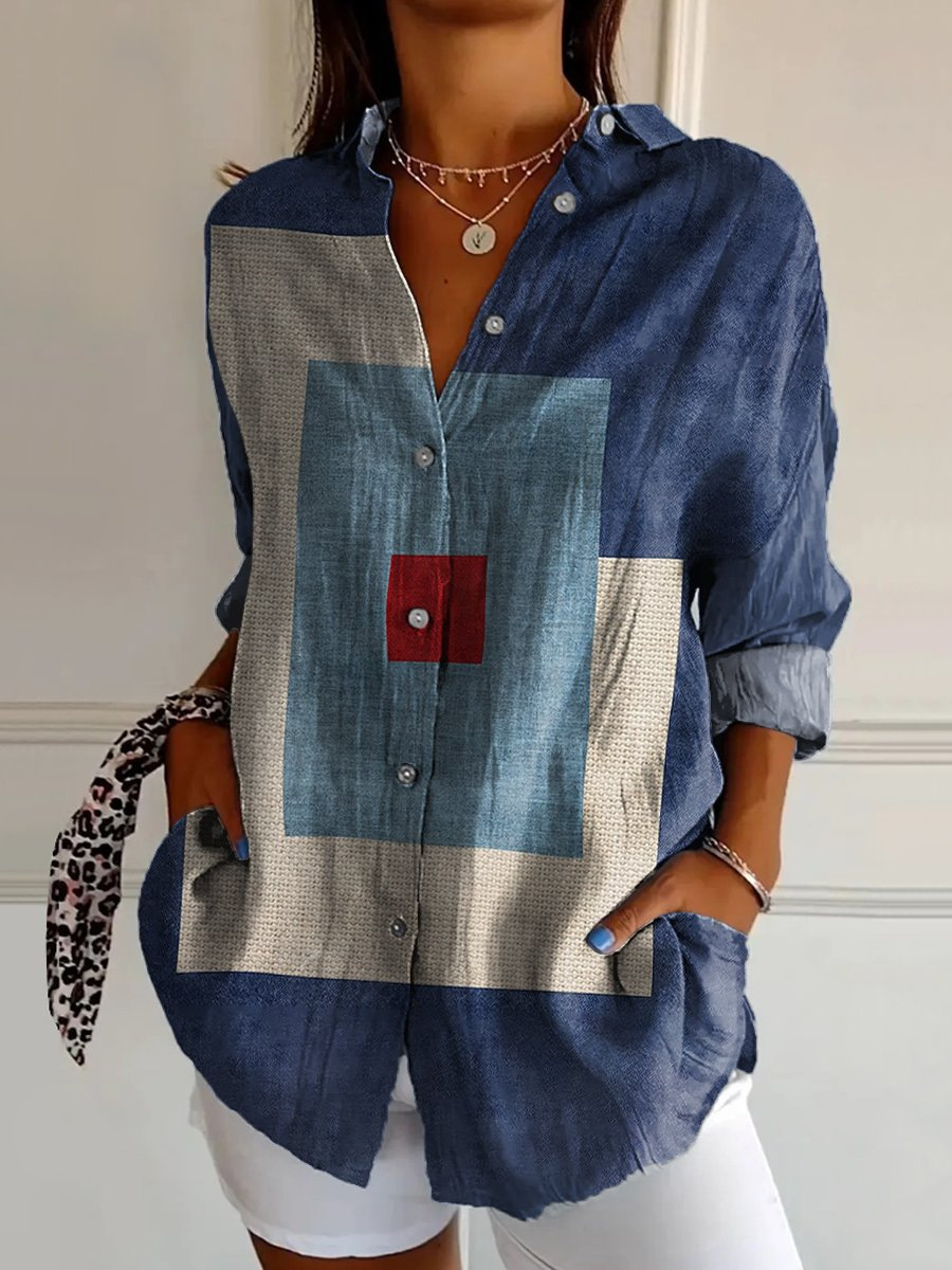 Damen Bluse Mit Blumenmuster Und Dreiviertelarm Sommerhemd_voghion.com