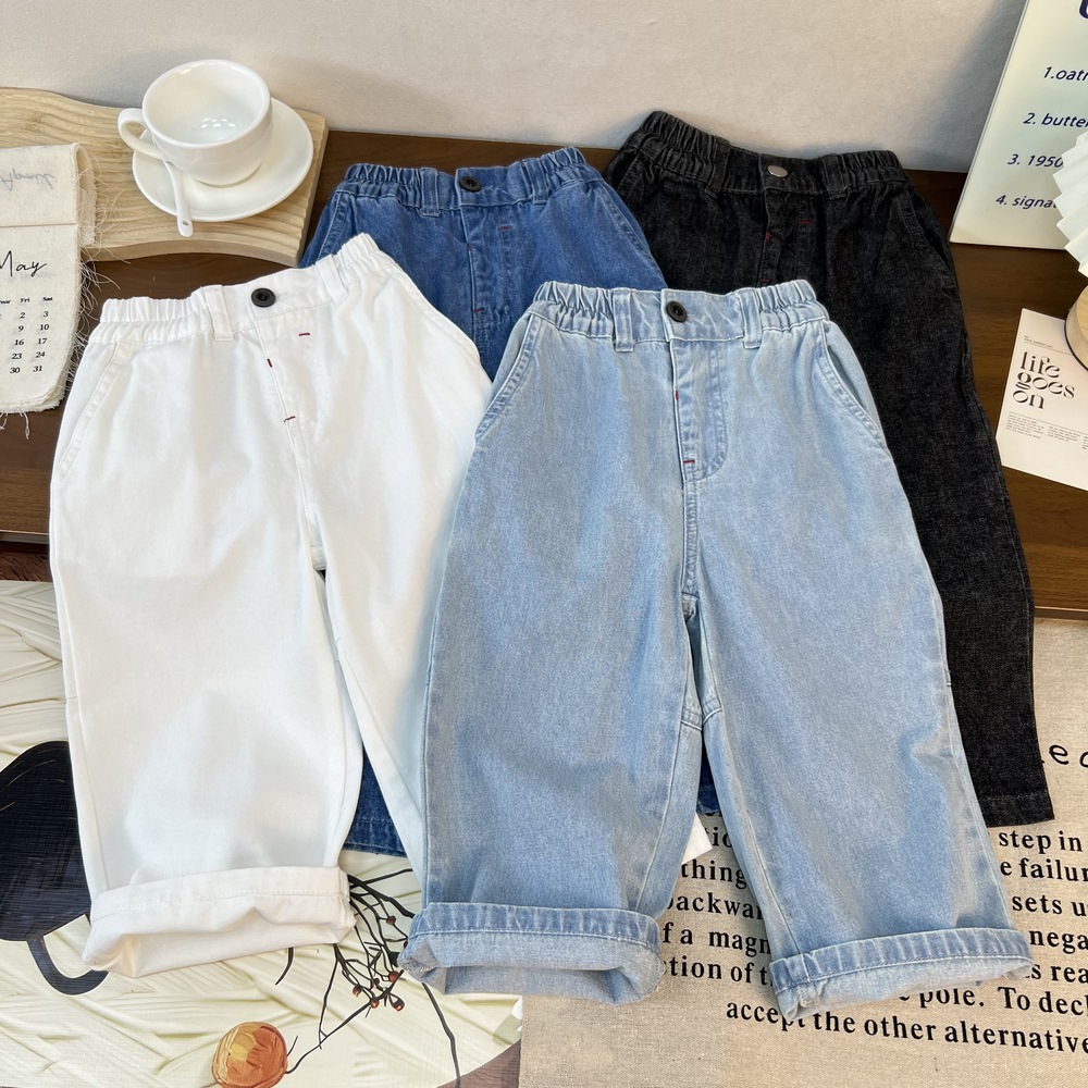 Autumn children's solid color jeans for men and women