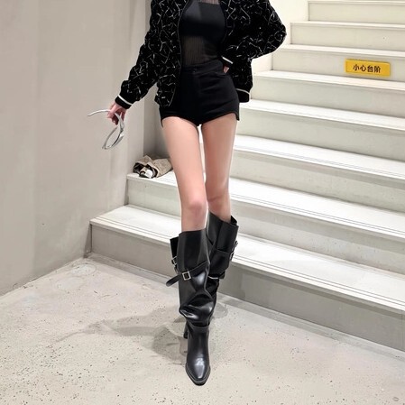2026 Fall/Winter New Black Wide-Calf Pointed-Toe Over-the-Knee High-Heel Long Boots for Fashionable Women 2026 Fall/Winter New Black Wide-Calf Pointed-Toe Over-the-Knee High-Heel Long Boots for Fashionable Women
