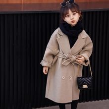 童装秋冬款加厚高档绒面呢儿童大衣女童冬装毛呢韩版中大童外套
