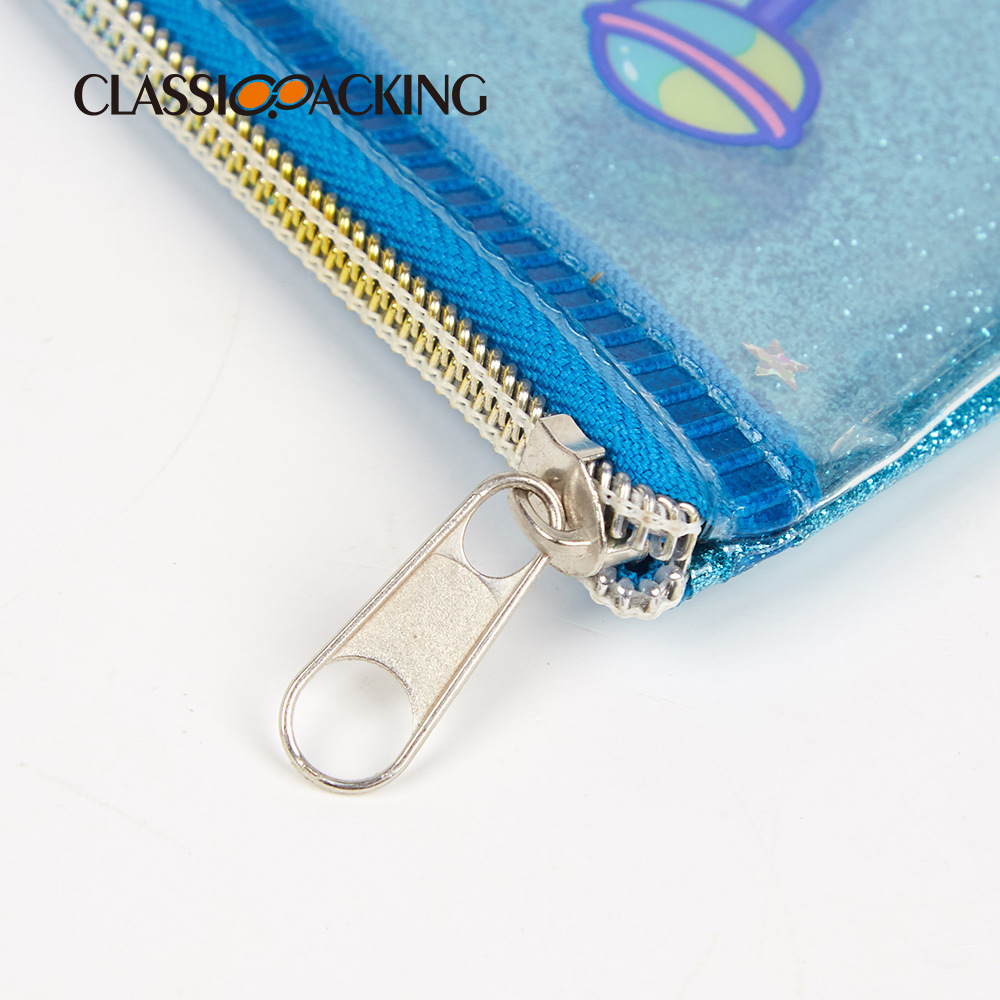 Bolsa de almacenamiento simple patrón de dibujos animados material de película suave de PVC bolsa de cremallera lápiz de cejas sombra de ojos bolsa de cepillo se puede imprimir logo