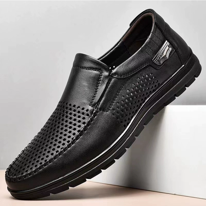 788 мужская повседневная кожаная обувь без шнуровки, лоферы на плоской подошве, весна-лето, полые однослойные туфли из воловьей кожи с низким верхом
