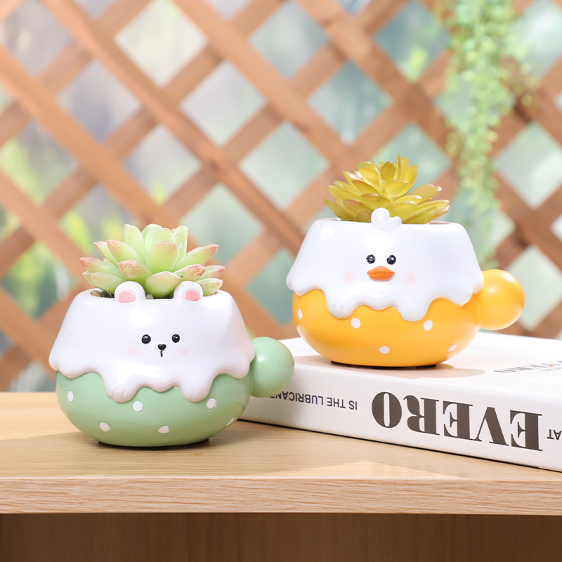 Chậu Cây Resin Chậu cây hình thú cưng hoạt hình resin, chậu mọng nước mini, trang trí ban công sân vườn (RG-24)