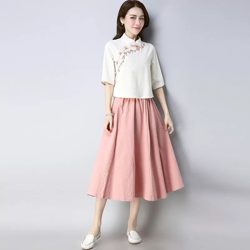 Ретро-набор, Hanfu, китайский стиль, хлопок и лен