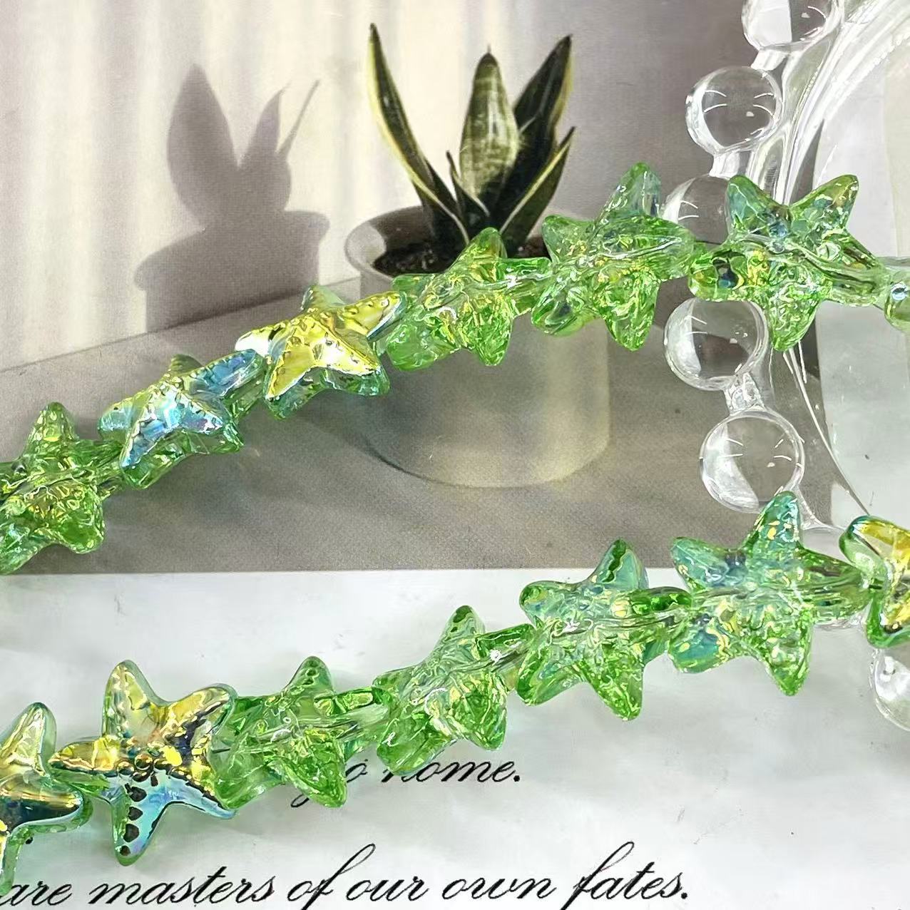 Cuentas de cristal de estrella de mar de 15 mm con orificio horizontal, cuentas de cristal K9 en forma de estrella de cinco puntas, accesorios para pulseras DIY, cuentas sueltas