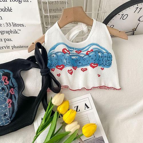  Summer Little Camisole Girls Summer Cute and Sweet Halter Neck Tube Top Bottoming Top 0056