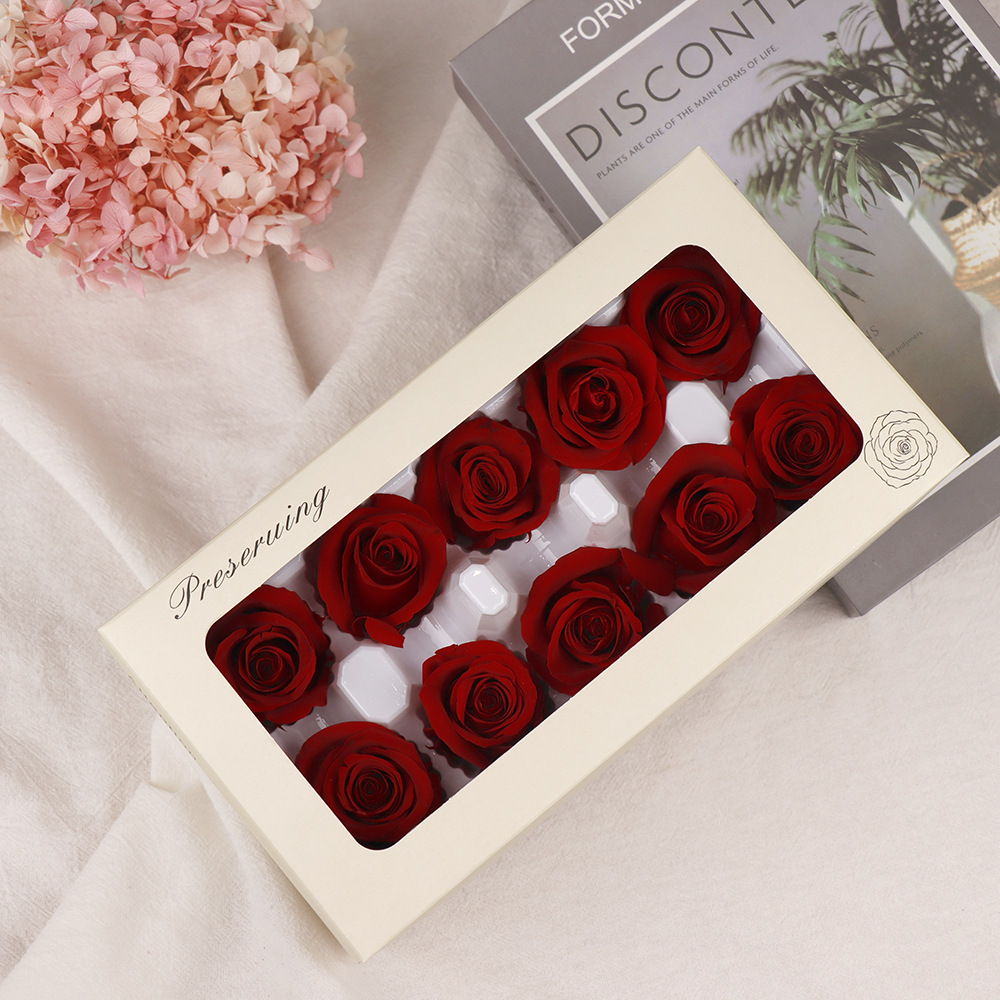 Clase B flor eterna flor rosa ramo de 3-4cm flor real de bricolaje fábrica de Yunnan al por mayor flor de San Valentín flor seca 520