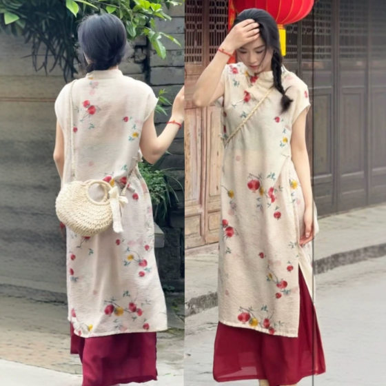 Improved cheongsam women's new Chinese style summer work can wear dress simple and elegant national style beautiful atmosphere split