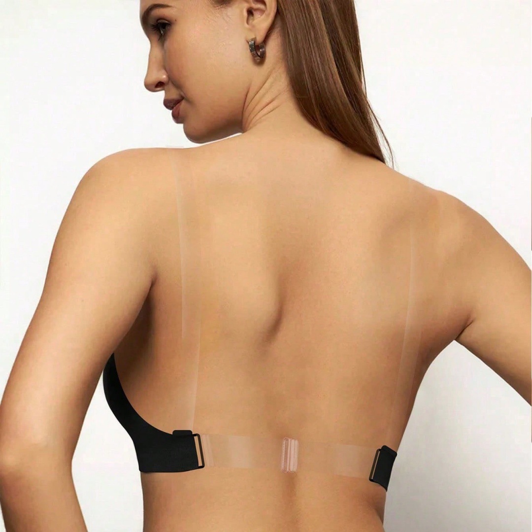Bra transparente transfronterizo sin cinturón de hombro sin anillo de acero delgado sujetador de pecho anti-caída de espalda ajustable ropa interior