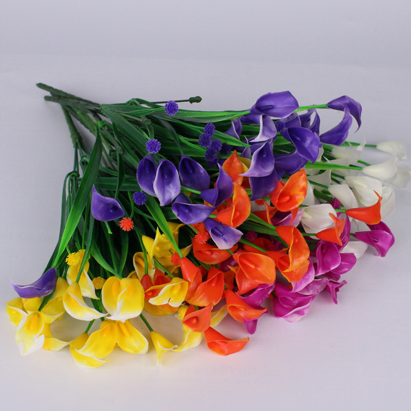 Cross-border best-selling simulation plastic fake flowers bunch, 7-pronged horse lily spring grass flowers, indoor and outdoor decoration bouquets landscaping