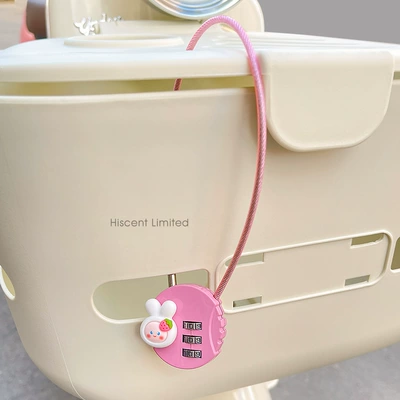 Helmet lock | Vehicle Bicycle Basket Lock - strawberry-rabbit-code-lock-pink