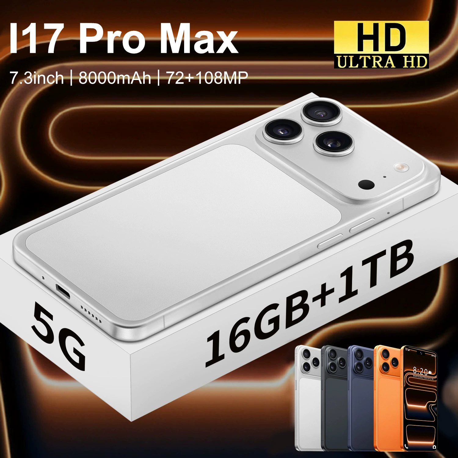 (Переходная торговля), смарт-мобильный телефон Dynamic Island, intel core i17, 17 pro max, 7.3 дюйма, Android