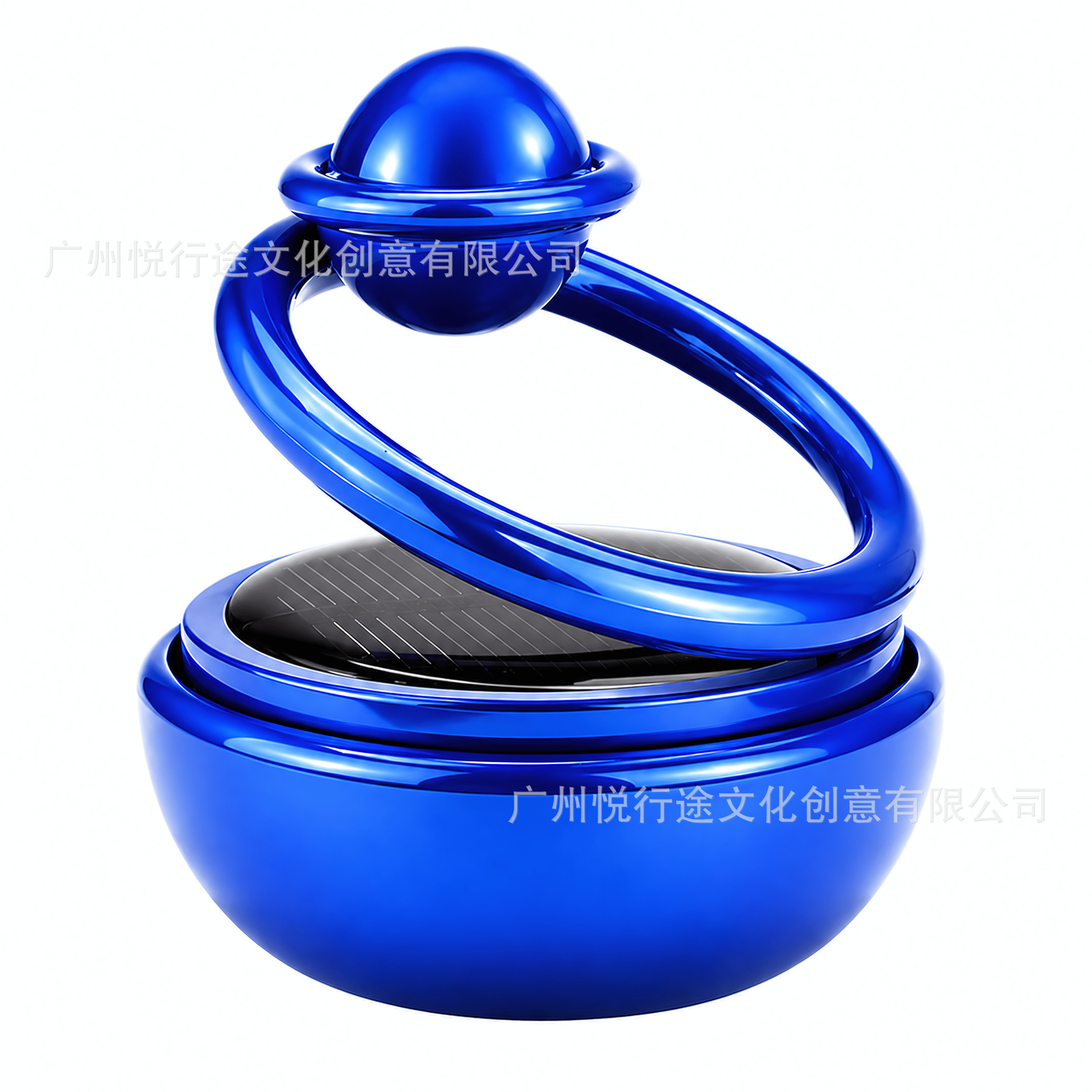 Solar-powered aromatherapy ornament, car perfume holder, interior car decoration item, creative metal single-ring floating aromatherapy diffuser