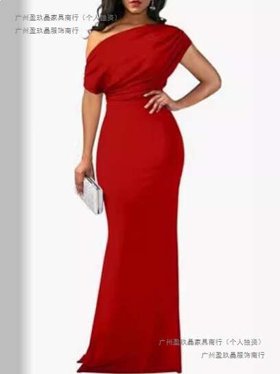 2026 Spring Women's Elegant Sleeveless Off-Shoulder Tight-Fitting Long Formal Party Dress