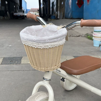 storage bicycle basket, imitation rattan Electric car tail box - wicker-colored-medium-size-with-lining-211616cm-default-item