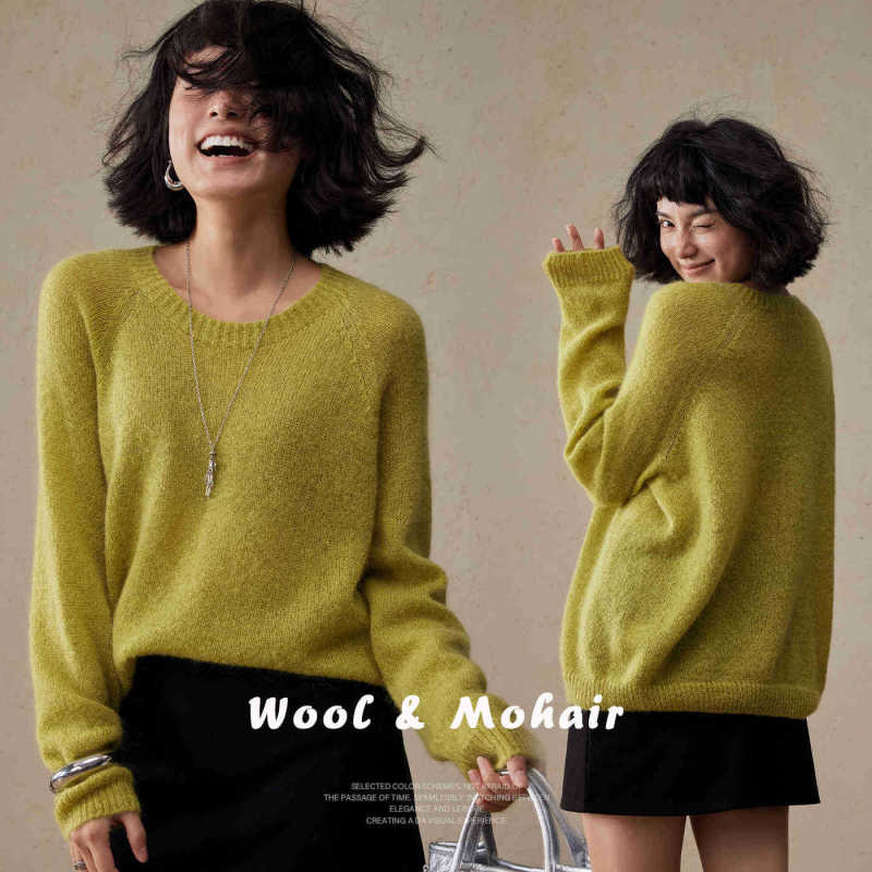 Lagur Mohair Bottoming Shirt Is Seamless, Skin-Friendly, Soft and Non-Piercing, Knitwear, Loose and Lazy for Women Lagur Mohair Bottoming Shirt Is Seamless, Skin-Friendly, Soft and Non-Piercing, Knitwear, Loose and Lazy for Women