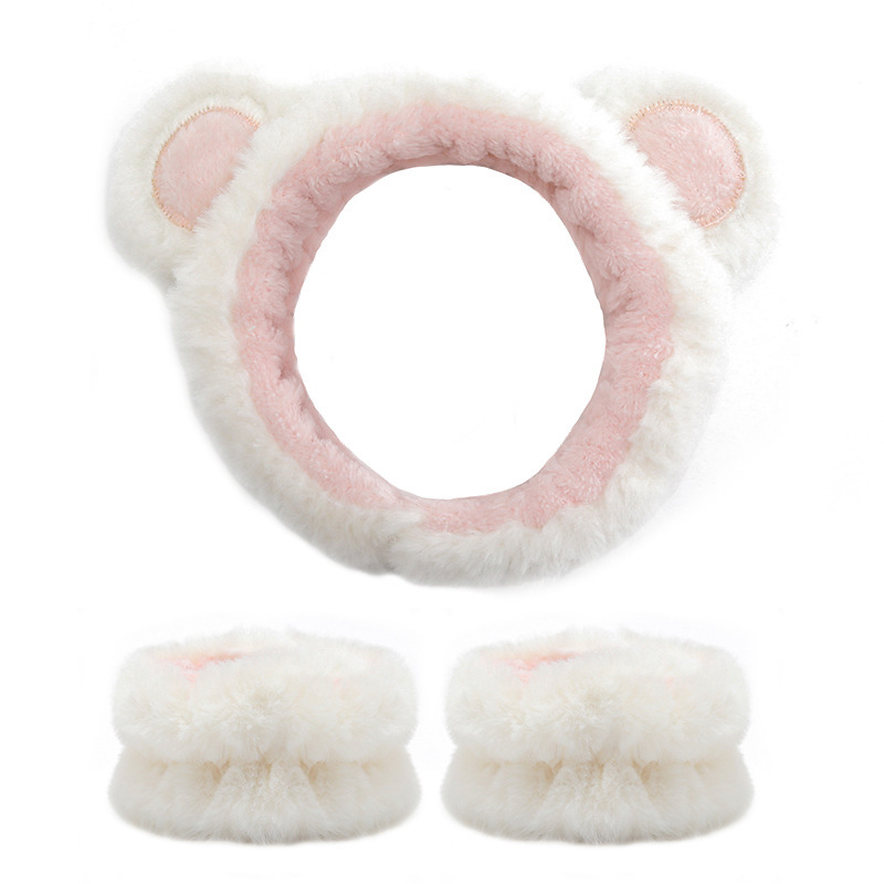 Transfronterizo cara lavado banda para el cabello correa para la muñeca Imitación Piel de conejo color sólido felpa impermeable banda para el cabello Amazon absorbente sudor-limpieza al por mayor