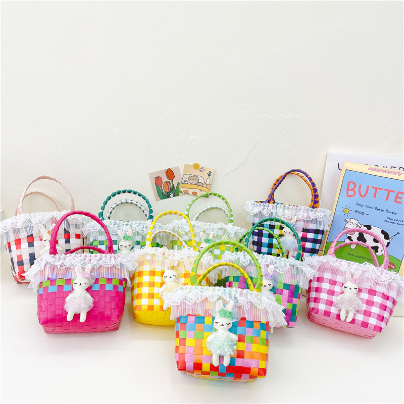 Bolso pequeño para niños nuevo para mujer 2023 mini portátil cesta de verduras lindo bolso tejido a mano bolsa de playa junto al mar