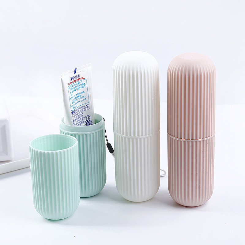 Travel toothbrush case, vertical stripe portable mouthwash cup, toothbrush cup, toothbrush box, tooth tub, toothpaste storage tube