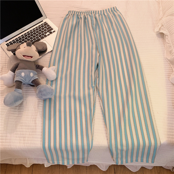 Pantalones de dibujos animados lindos pantalones de pijama elásticos de cintura estudiantil en casa pantalones largos de primavera y otoño de verano para mujeres pantalones casuales