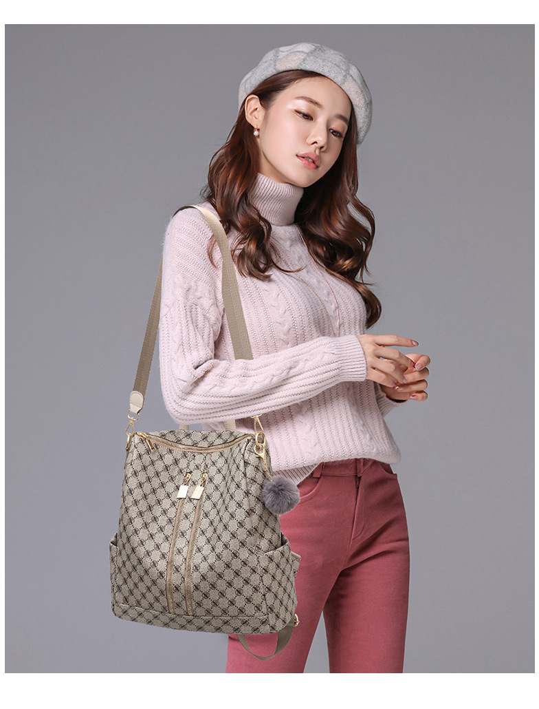 1254g Weight Polyester Lining Material Fluff Ball Fashion Element 15 inch Backpack size Zipper Closure Type Double Shoulder Straps Strap Type Fashion Backpack Bags Type Travel Occasion PU Leather Material Waterproof Function Women's Backpack Backpack Geometric Pattern All Seasons Season Women'S Gender Vintage Style Style Square Shape Large Size Waterproof 15 Inch Women's Backpack Travel Women's Backpacks