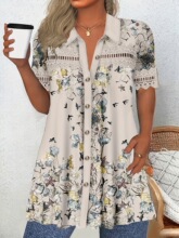 L 13393 V-neck Button Spliced Shirt ƴ��V����� �羳ŷ��