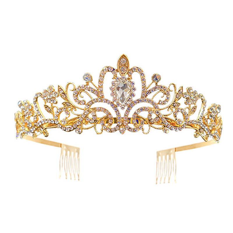 Corona de novia, tiara de metal para cumpleaños, accesorio para el cabello de reina, diadema para graduación, accesorio para el cabello en oro rosa