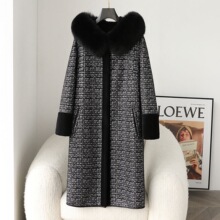 妈妈加厚水貂绒外套女皮外套连帽长款两面穿貂皮大衣双面冬