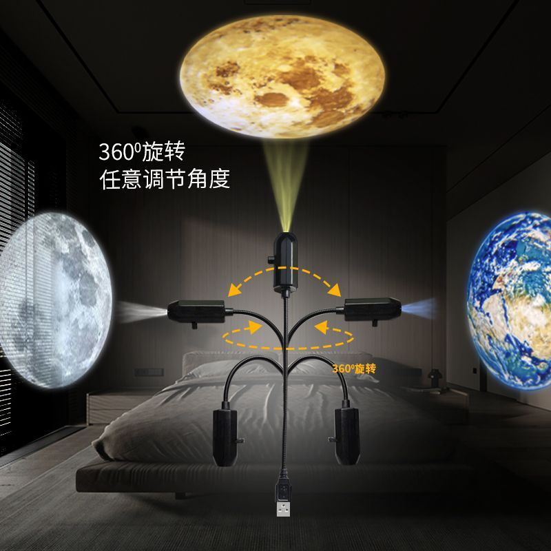 Lámpara nocturna explosiva de proyección de estrellas del automóvil dormitorio creativo LED luz de luna de proyección de logotipo red luz de fondo roja